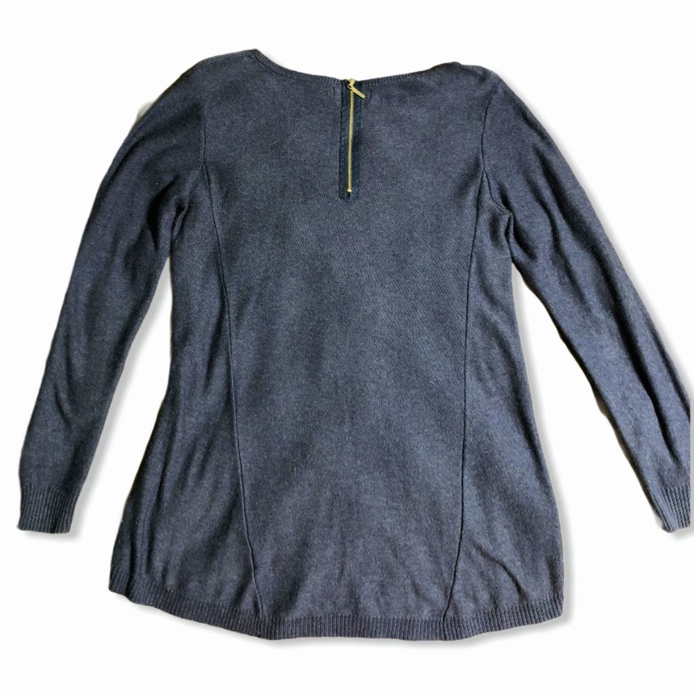 Joan Vass Back Zip Navy Sweater-Sz L